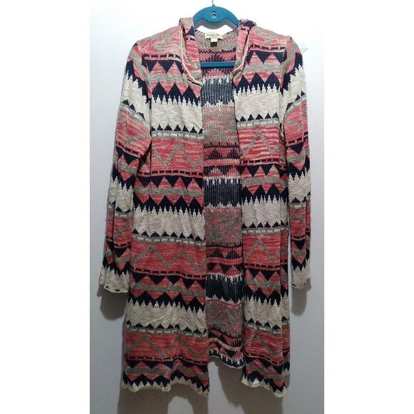 Boho Aztec Open Front Long Cardigan Women's Medium - Picture 1 of 10